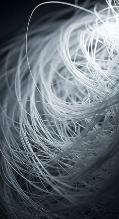 close-up of strands of electrical wires in black and white toneの素材