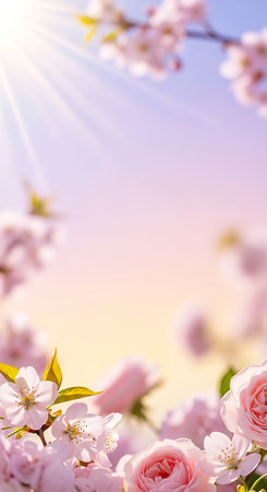 Blossoming branch of cherry on a background of the blue skyの素材