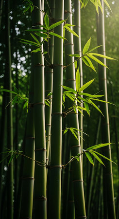 Bamboo forest in the morning. Shallow depth of field.の素材
