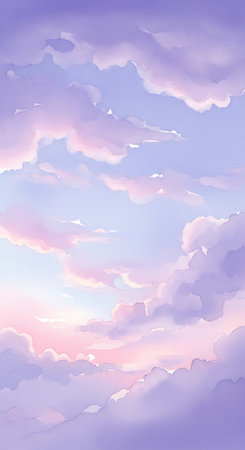 Sky background with clouds in pastel colors. 3D illustration.の素材