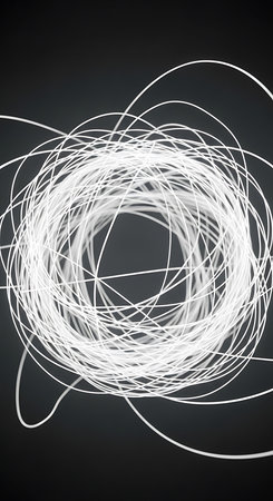 Abstract white lines on black background. 3D rendering. Network concept.の素材