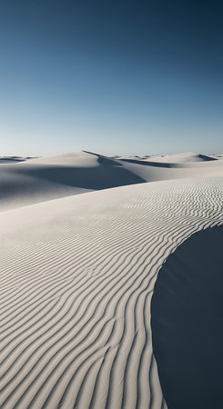 White Sands National Monument is a field of white sand dunes composed of gypsum crystals.の素材