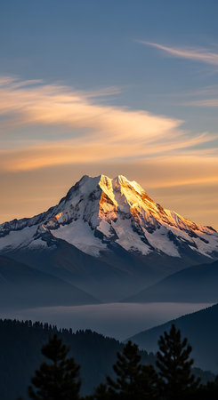 Sunset in the mountains of the Caucasus. View of Mount Elbrusの素材