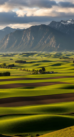 Beautiful spring landscape in South Tyrol, Italy, Europe.の素材