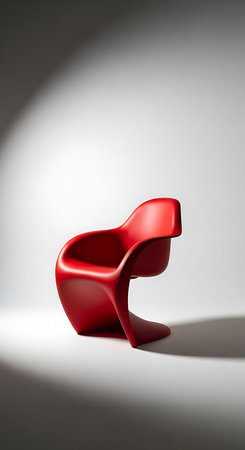 red chair on a white background with shadow, 3d render.の素材