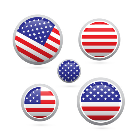 american flag buttons set isolated on whiteのイラスト素材