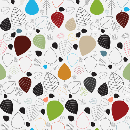 retro leaves seamless background, pattern のイラスト素材