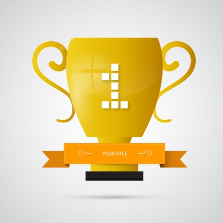 vector gold winner trophy, cup  first place のイラスト素材