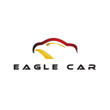 modern, strong and sophisticated eagle bird and car idea logo concept, vector icon illustration inspiration signのイラスト素材
