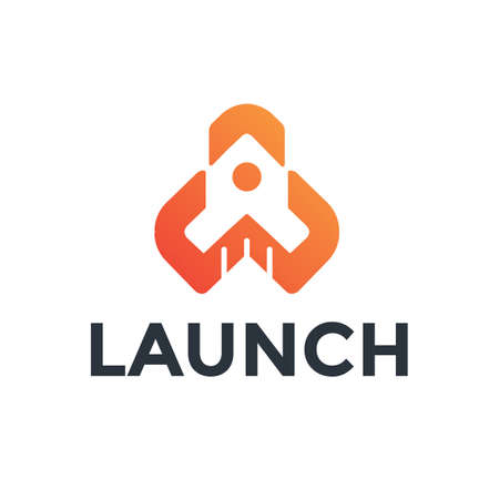 A letter forming rocket sign logo design. simple and clean vector icon illustration inspiration.のイラスト素材