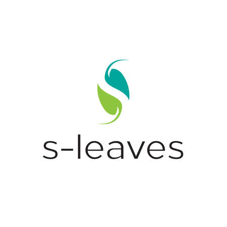S letter forming leaf. Simple modern, clean logo design. vector icon illustration inspiration. plant and flower and compatible for business, financial or spa logosのイラスト素材