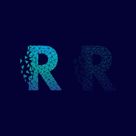 R letter with tech style logos. glass or geometric vector icon illustration inspirationのイラスト素材