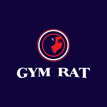emblem logo design for the gym. simple and powerful rat vector icon illustration inspirationのイラスト素材