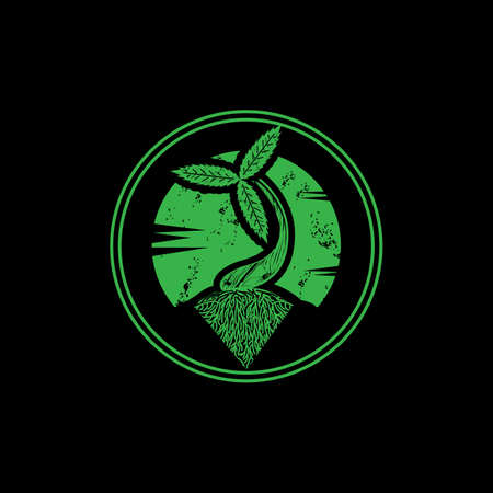 elegant Roots and the leaf logo design. vintage modern vector icon illustrator inspirationのイラスト素材