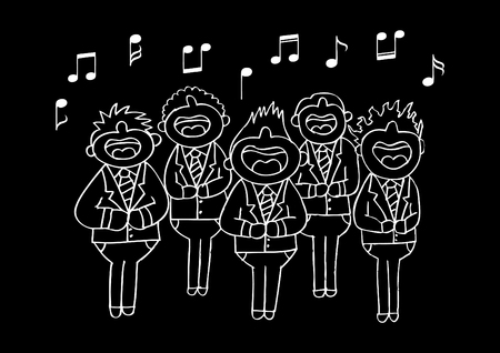 Boys chorus in action. Hand drawing illustration.のイラスト素材