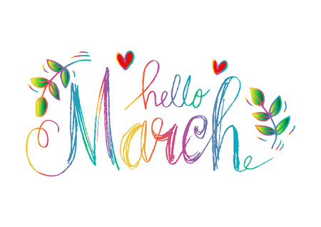 Hello march hand drawn lettering.のイラスト素材