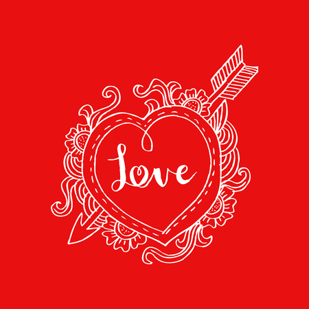 Heart frame with Love lettering.のイラスト素材