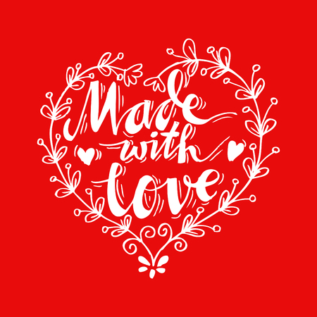 Made with Love handwritten inscription. Hand drawn lettering quote.のイラスト素材