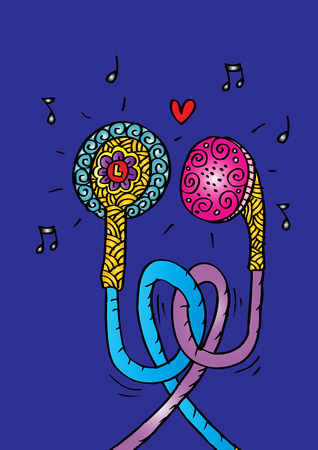 Music headphones sketchのイラスト素材