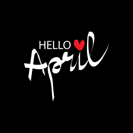 Hello April hand lettering inscription. Greeting card.のイラスト素材