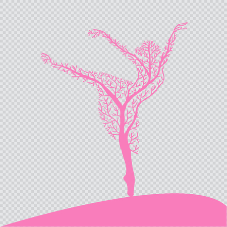 Abstract tree with silhouette ballerina.のイラスト素材
