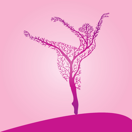 Abstract tree with silhouette ballerina.のイラスト素材