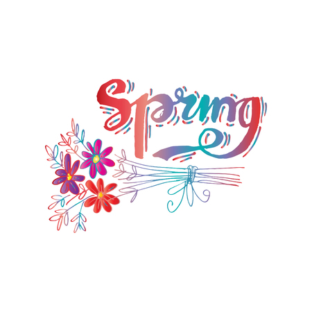 Spring. Hand lettering calligraphy.のイラスト素材