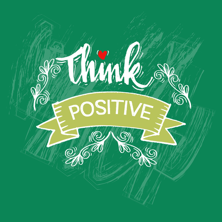 Think positive hand drawn letteringのイラスト素材