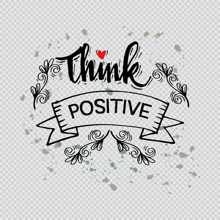 Think positive hand drawn letteringのイラスト素材