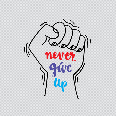 Never give up. Quote. Hand lettering calligraphy.のイラスト素材