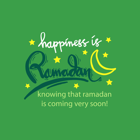 Happiness is Ramadan knowing that ramadan is coming very soon!. Hand lettering calligraphy.のイラスト素材