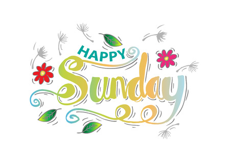 Happy sunday. Handwritten inscriptionのイラスト素材