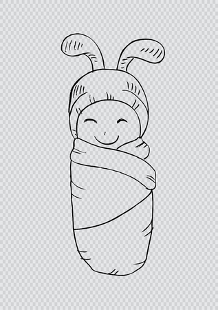 Sketchy of newborn babyのイラスト素材