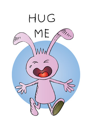 Hug me rabbit in cartoon designのイラスト素材