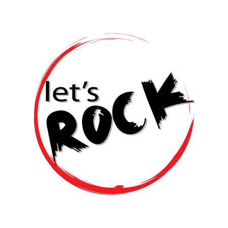 Lets rock hand written brush letteringのイラスト素材