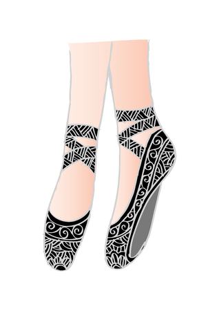 Leg and shoes of a young ballerina illustrationのイラスト素材