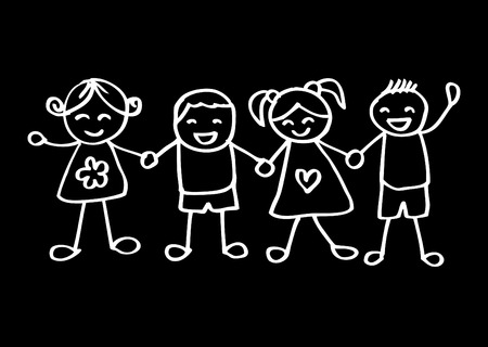 Little kids holding handsのイラスト素材