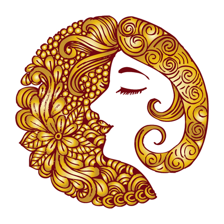 Beautiful woman with floral.のイラスト素材