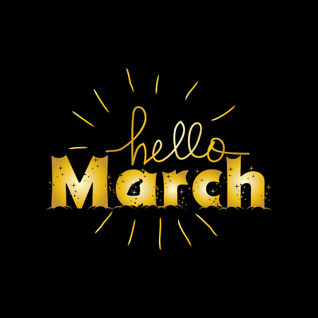 Hello March hand lettering.のイラスト素材
