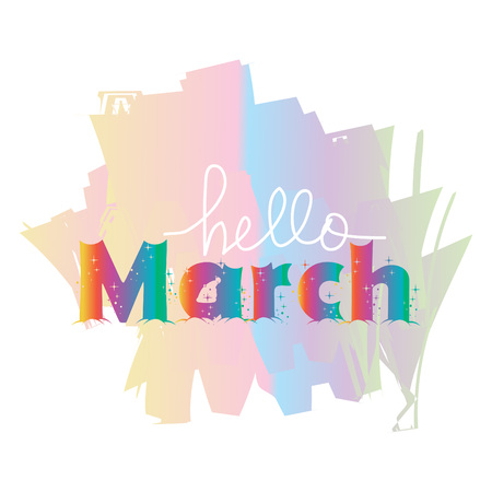 Hello March hand lettering.のイラスト素材