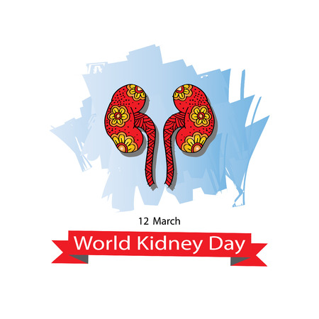 World Kidney Day with kidney illustration on white background.のイラスト素材
