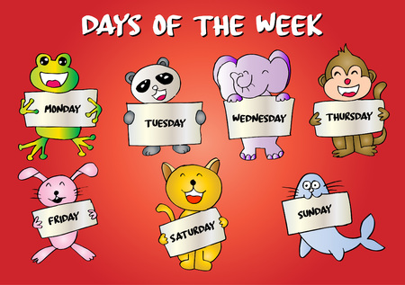 Days of the week with cute animalsのイラスト素材