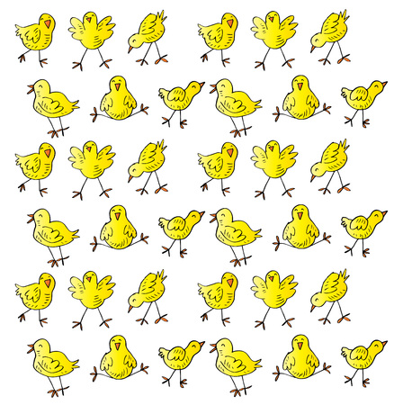 Yellow chicken patternのイラスト素材