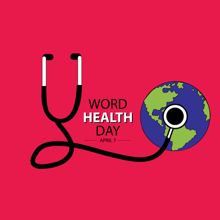 World health day banner concept illustration.のイラスト素材