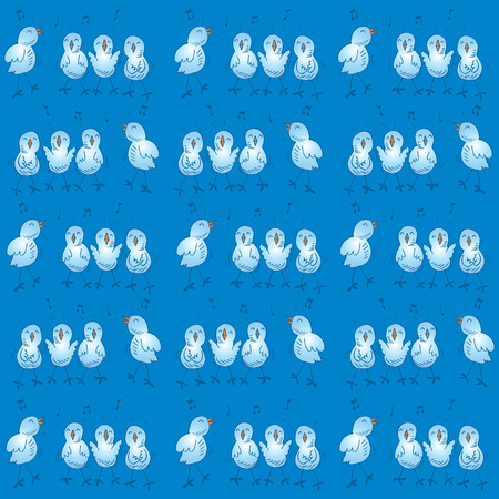 Pattern of funny chickens singingのイラスト素材