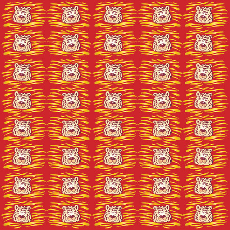 Cute tiger heads patternのイラスト素材