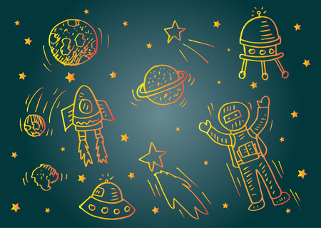 Doodle space object designのイラスト素材