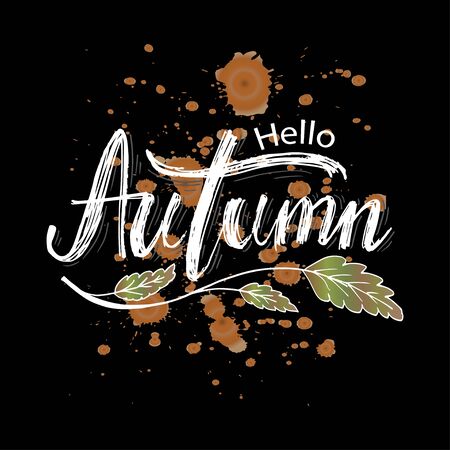 Hello autumn hand lettering. Greeting card.のイラスト素材