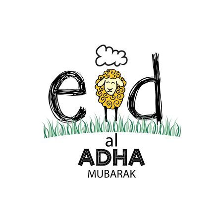 Muslim community festival Eid-Ul-Adha celebrations with cute sheepのイラスト素材