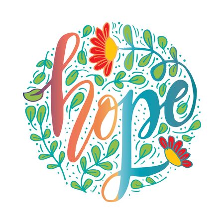 Hope hand lettering typography with floralのイラスト素材